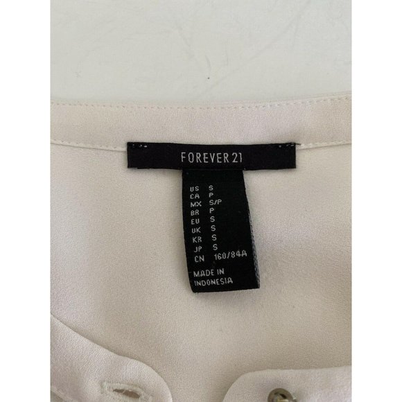 Vintage Forever 21 Women Ivory Sleeveless‎ Blouse S - Picture 8 of 12